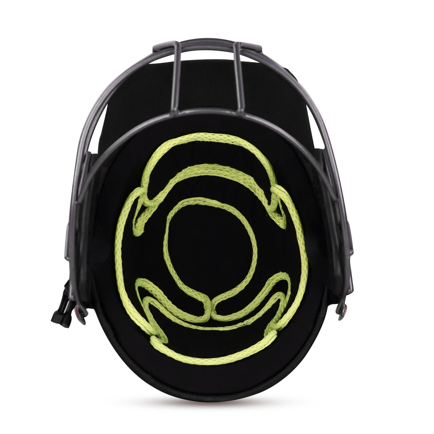 Steelbird Hitz Titanium Grill Premium Cricket Helmet for Men & Boys (Fixed Spring Steel Grill | Light Weight) (BlackFabric with Green Interior)