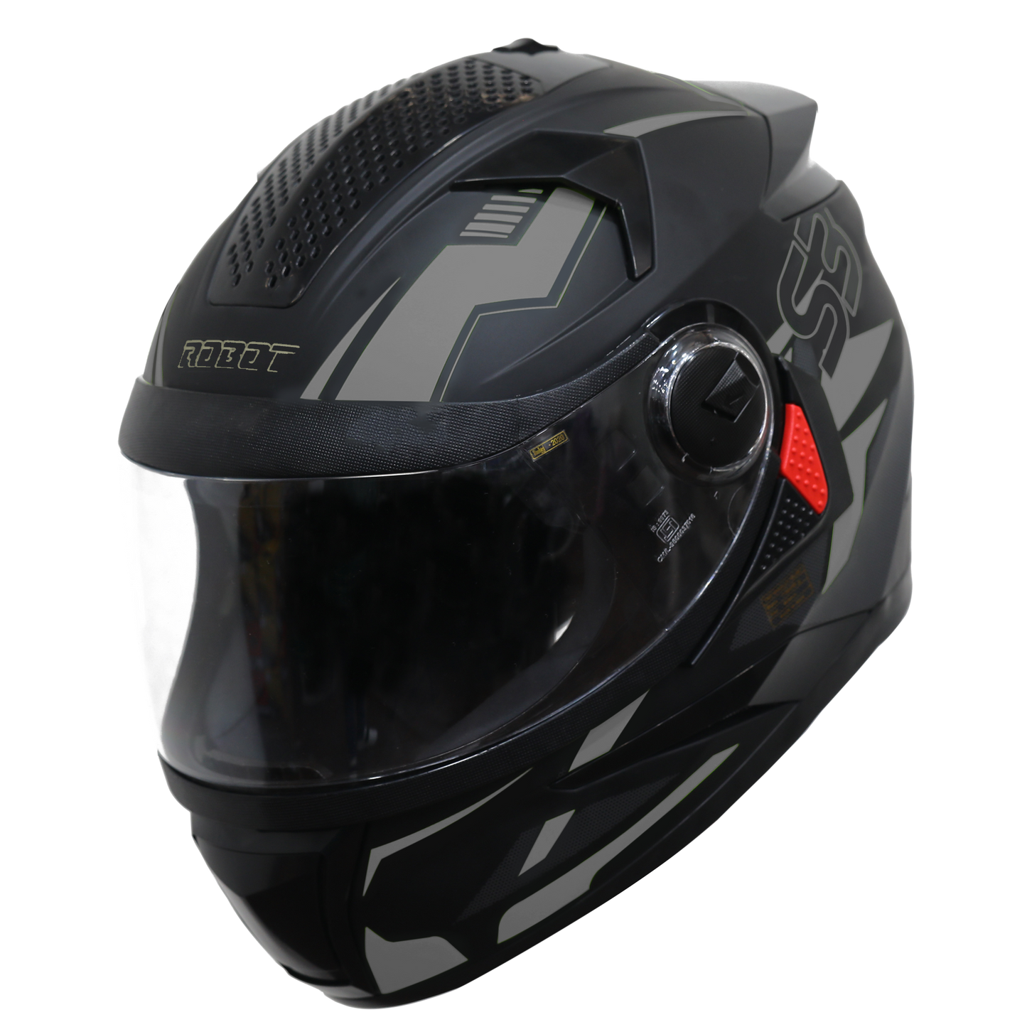Steelbird SBH-17 Terminator ISI Certified Full Face Graphic Helmet (Matt Black Grey with Clear Visor)