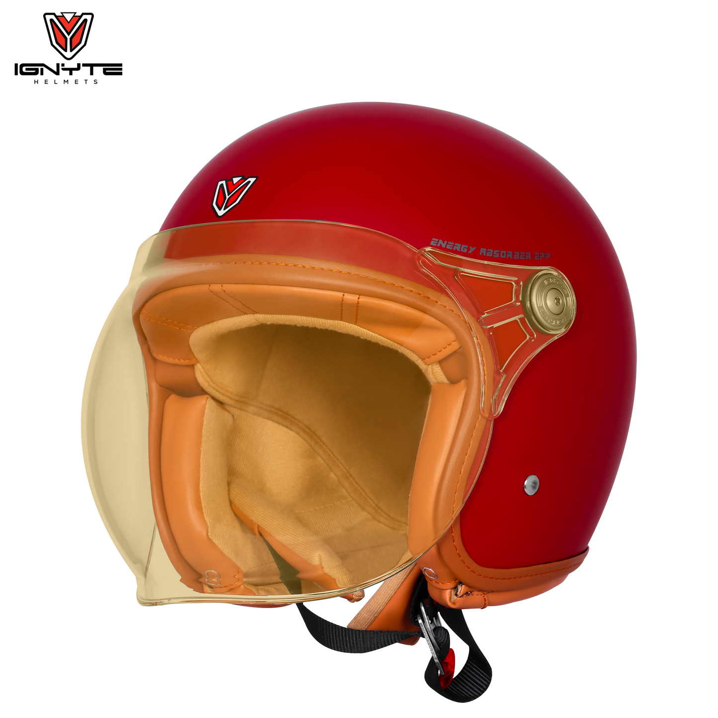IGNYTE IGN-58 Solid ISI/DOT Certified Open Face Helmet for Men and Women (Glossy Dull Chestnut Red)