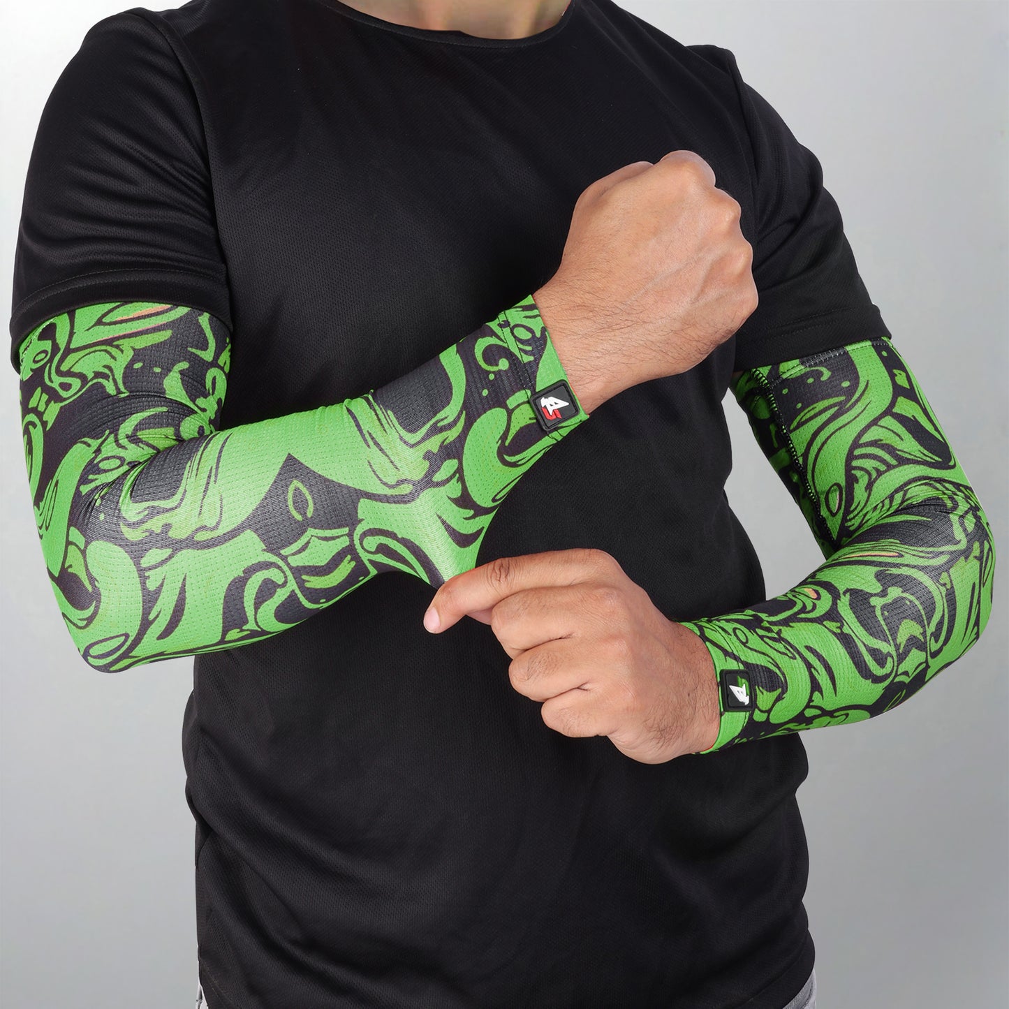 Steelbird Jispa 1.0 Arm Sleeves Green Unisex for Sports, Running, Cricket, Bike Riding, Cycling, Basketball & Breathable (Sold as a Pair)