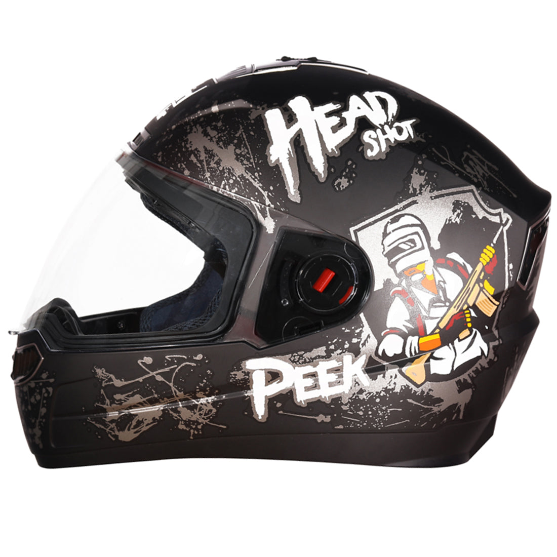 Steelbird SBA-1 Hitman ISI Certified Full Face Graphic Helmet (Matt Black Grey with Clear Visor)