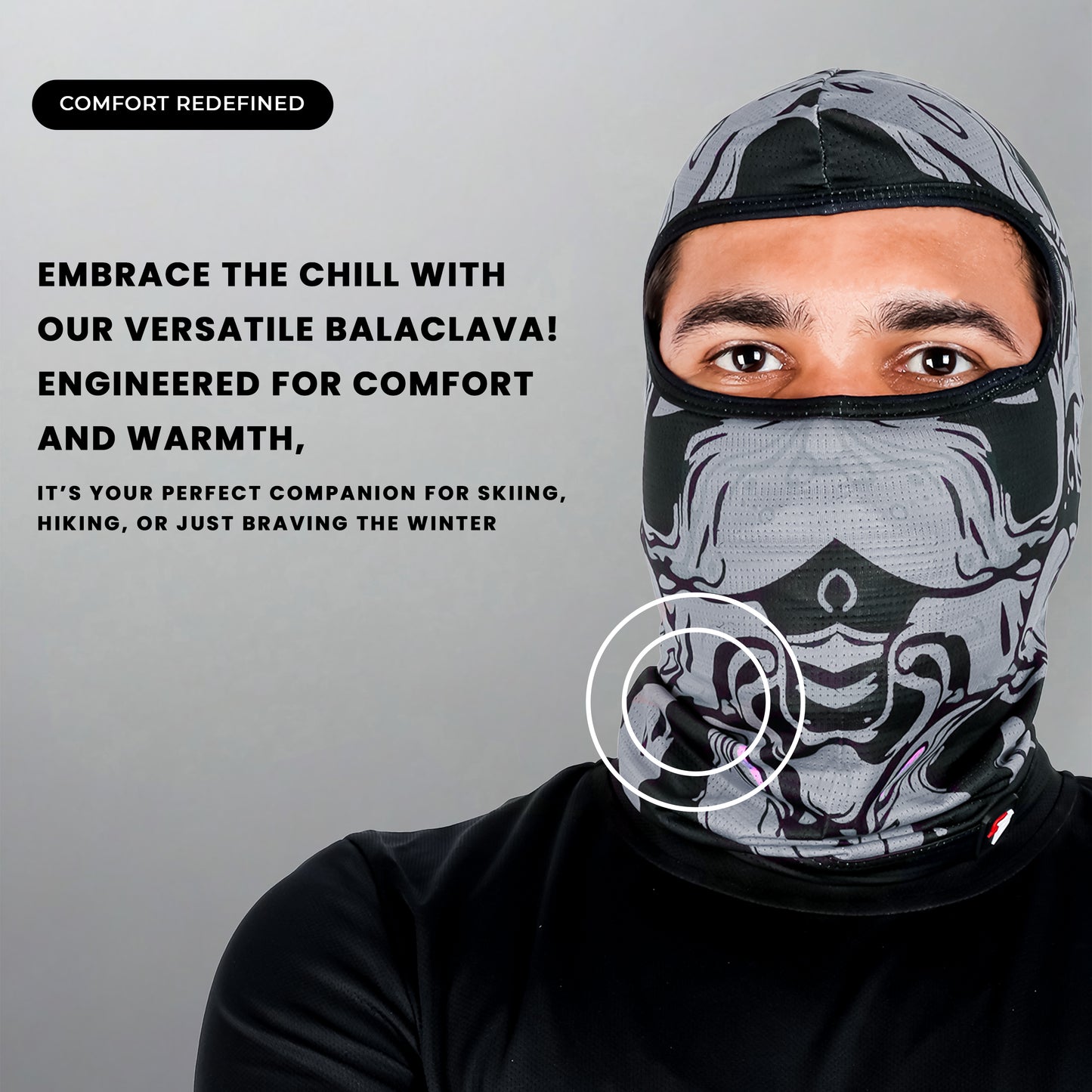 Steelbird Jispa 1.0 Balaclava Most Suitable for Motorcycling, Running, Sports, Head and Face Cover (Grey)