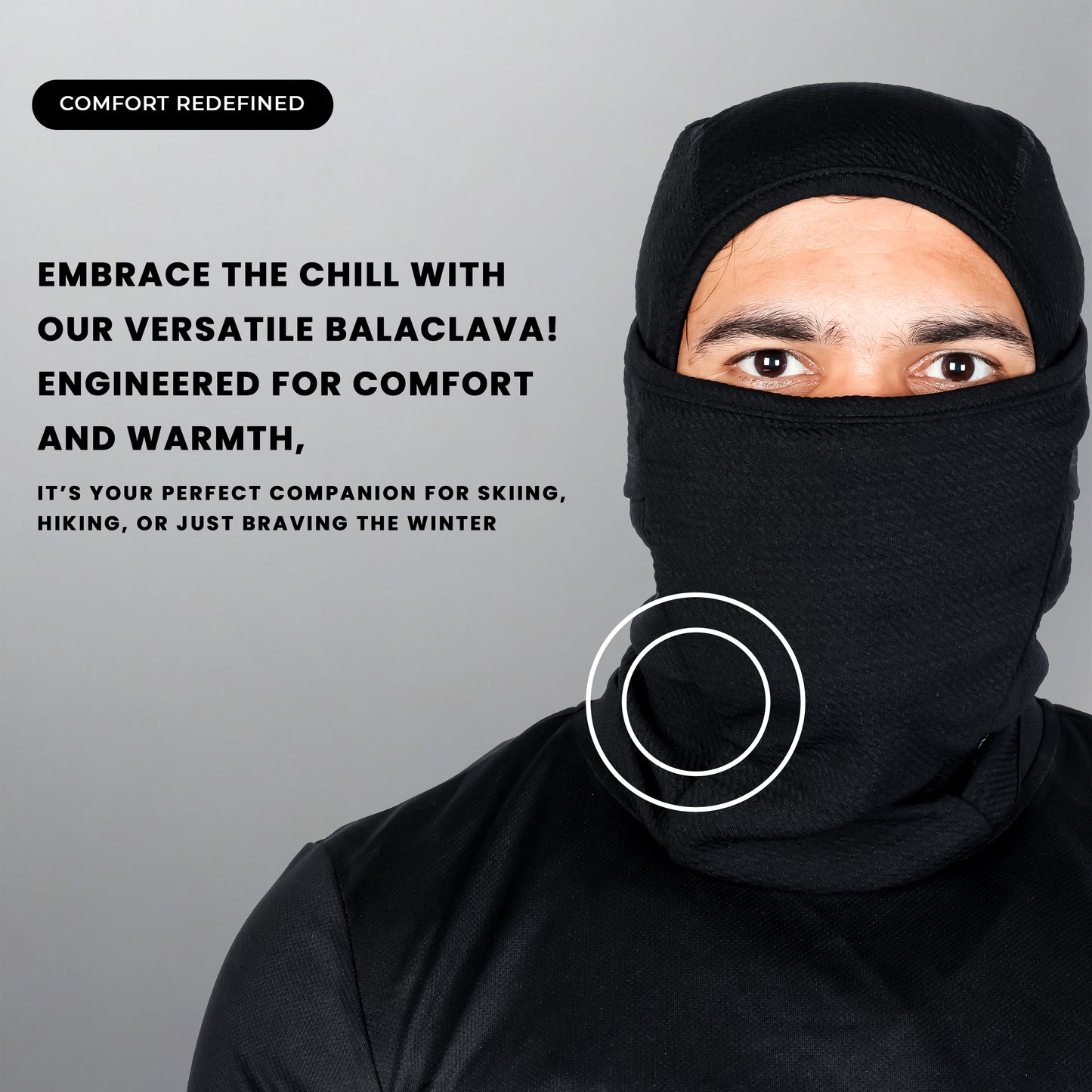 Steelbird Sarchu 2.0 Balaclava Most Suitable for Motorcycling, Running, Sports, Head and Face Cover (Black)