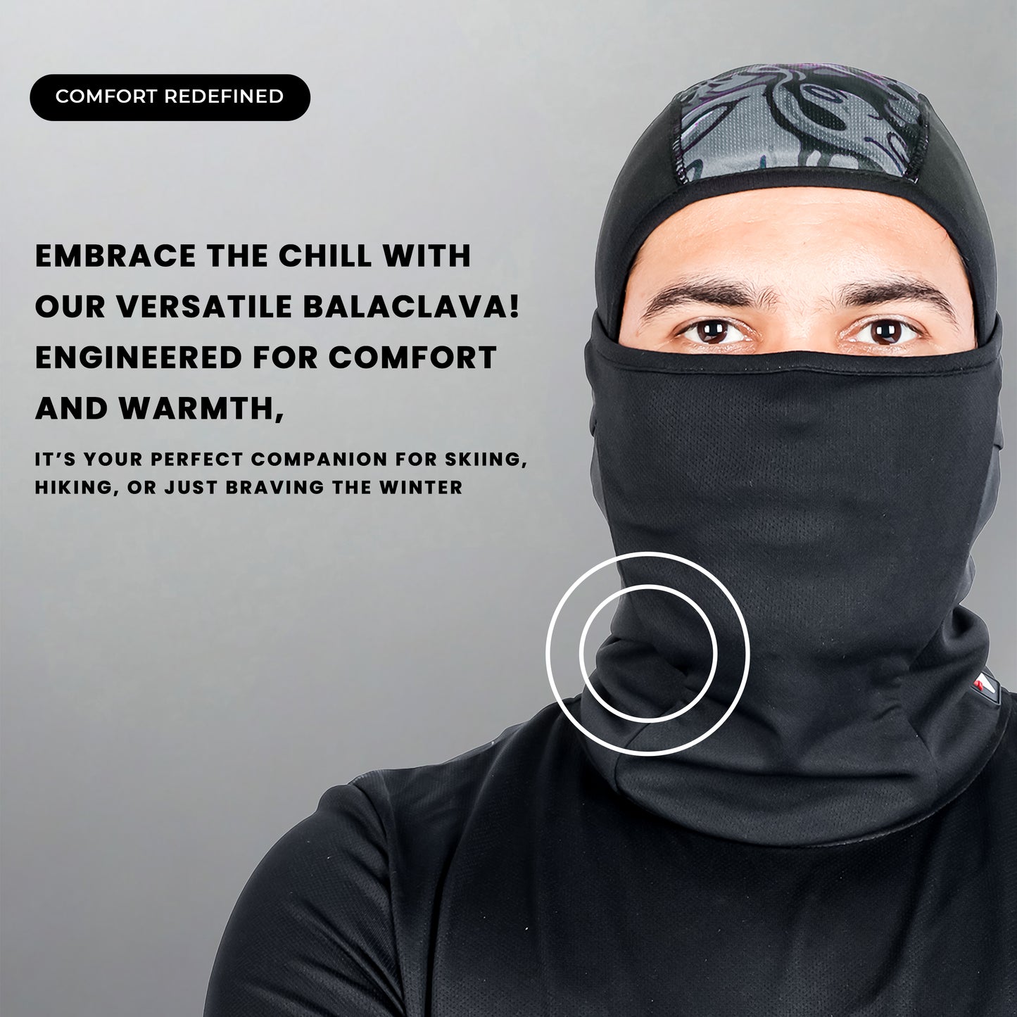 Steelbird Sarchu 1.0 Printed Balaclava Most Suitable for Motorcycling, Running, Sports, Head and Face Cover (Grey)