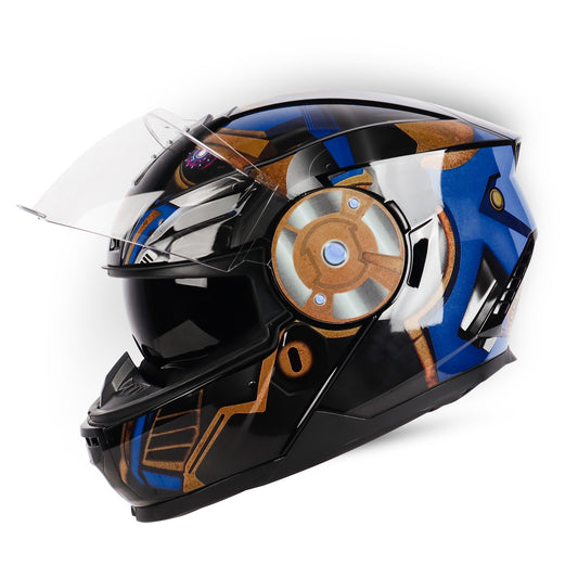 Steelbird SBH-40 Transformers Optimus Prime ISI Certified Full Face Graphic Helmet for Men and Women with Inner Smoke Sun Shield (Glossy Black Copper)