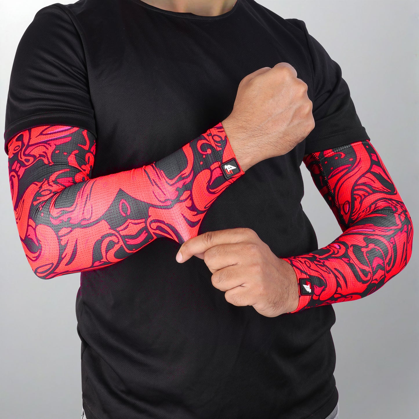 Steelbird Jispa 1.0 Arm Sleeves Red Unisex for Sports, Running, Cricket, Bike Riding, Cycling, Basketball & Breathable (Sold as a Pair)