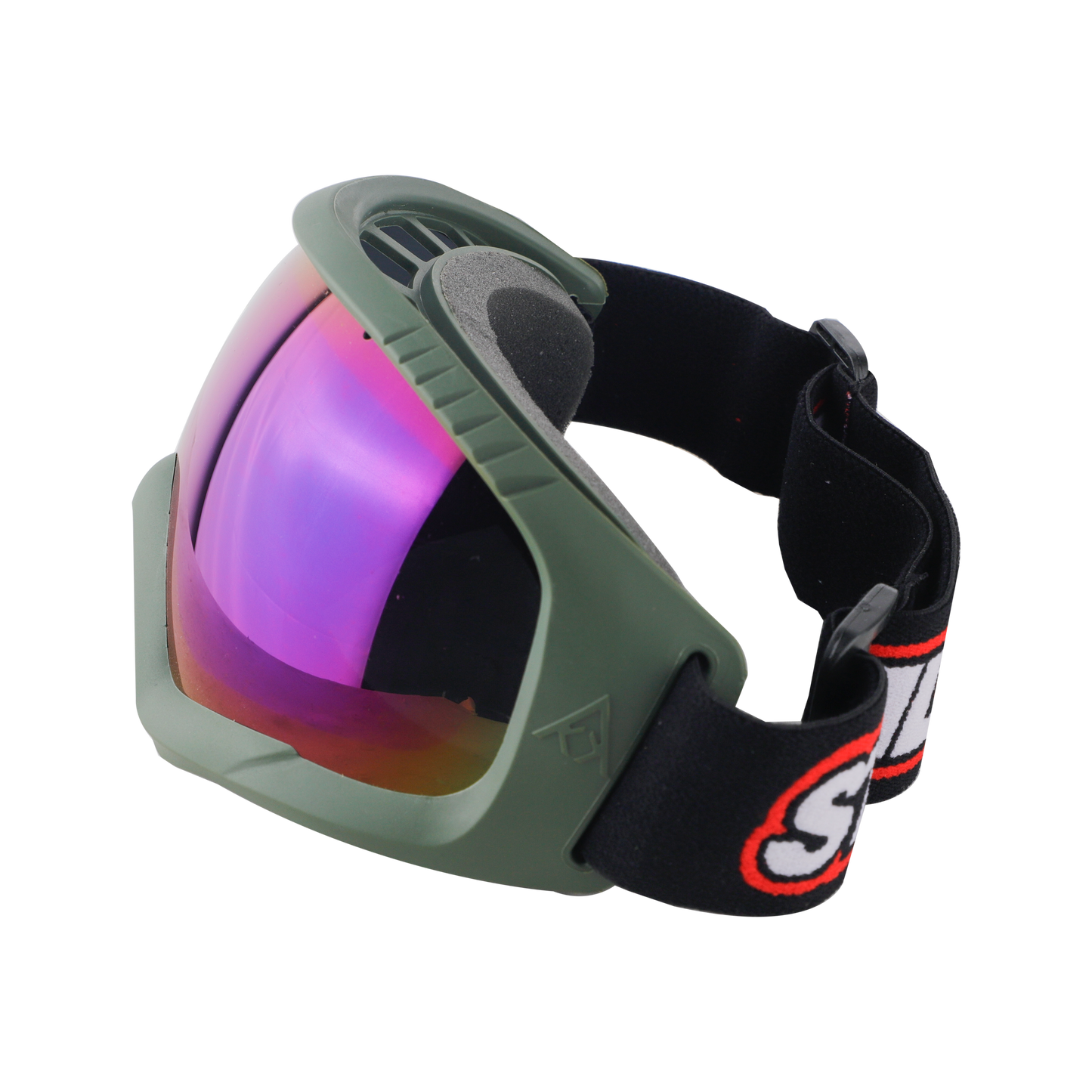 Steelbird 7Wings Motocross ATV/Dirt Bike Goggles, Unisex Eye Protection for Riding (Pack of 1, Olive with Rainbow)