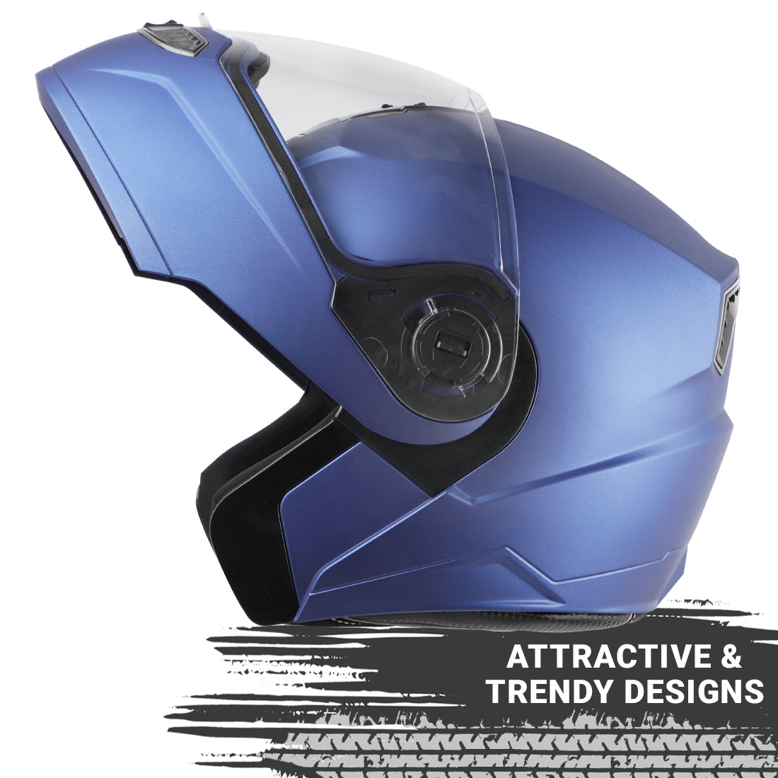 Steelbird SBA-7 7Wings ISI Certified Flip-Up Helmet for Men and Women ( Dashing Blue with Clear Visor)