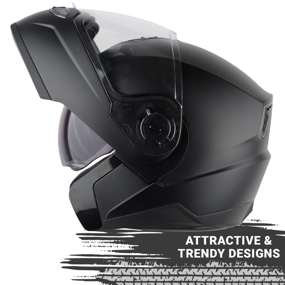 Steelbird SBA-7 7Wings ISI Certified Flip-Up Helmet for Men and Women with Inner Smoke Sun Shield (Dashing Black)