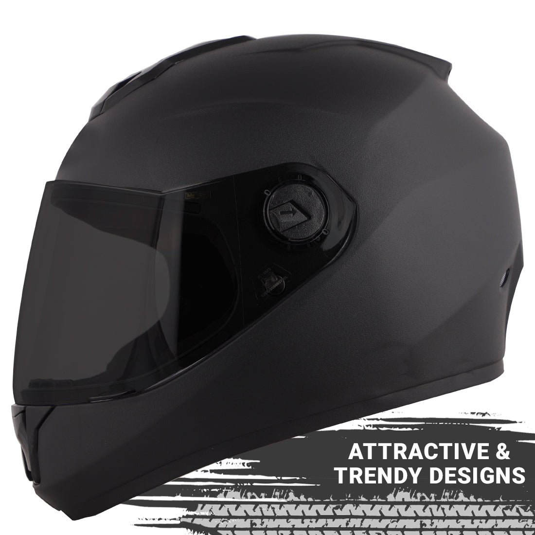 Steelbird SBH-11 7Wings ISI Certified Full Face Helmet for Men and Women (Dashing Black with Smoke Visor)