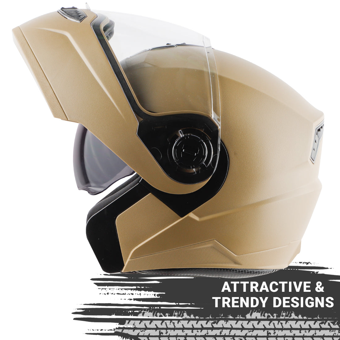Steelbird SBA-7 7Wings ISI Certified Flip-Up Helmet for Men and Women with Inner Smoke Sun Shield ( Dashing Desert Storm)