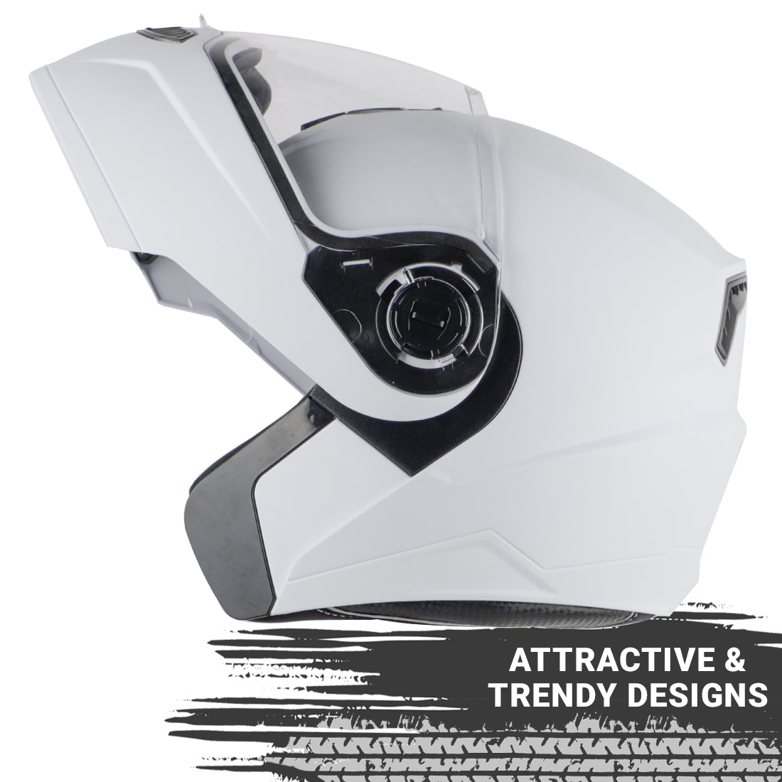 Steelbird SBA-7 7Wings ISI Certified Flip-Up Helmet for Men and Women ( Dashing White with Clear Visor)