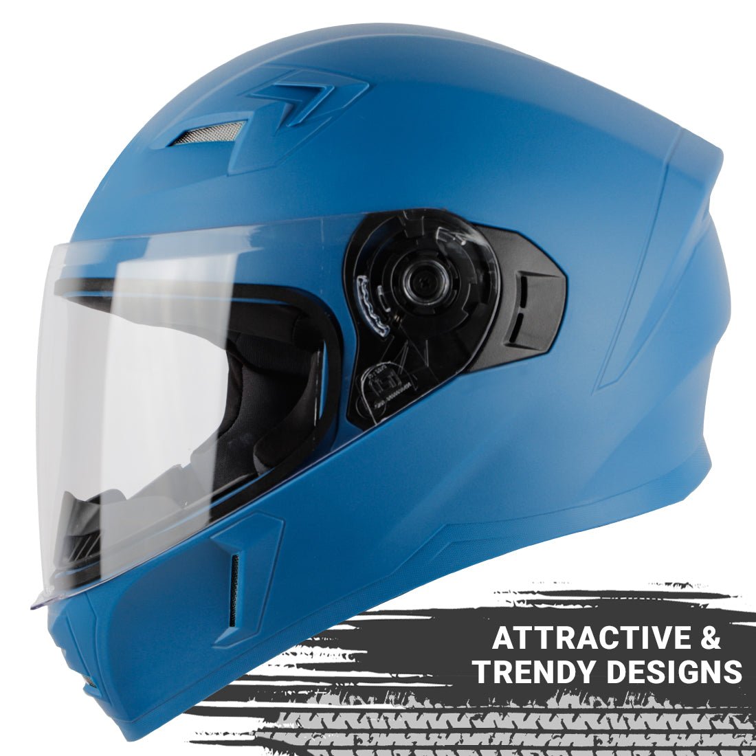 Steelbird SBA-21 GT Full Face Helmet for Men and Women (Dashing Blue with Clear Visor)