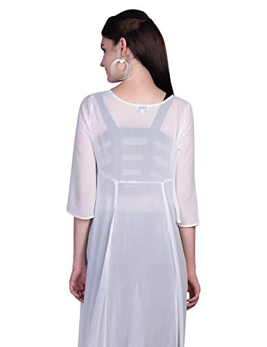 ORZEL Ladies Black Georgette Fabric Full Length Shrug (White)