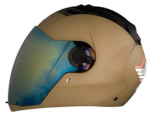 Steelbird SBA-2 7Wings ISI Certified  Full Face Helmet for Men and Women Fitted with Clear Visor (Matt Desert Storm with Chrome Gold Visor)