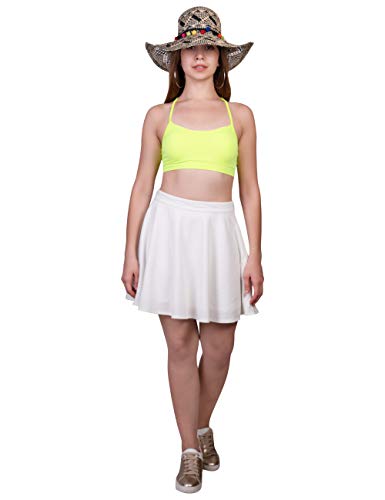 ORZEL Girls White Circular Skirt Short Length Latest Stylish and Trendy Women Western Dresses (White)