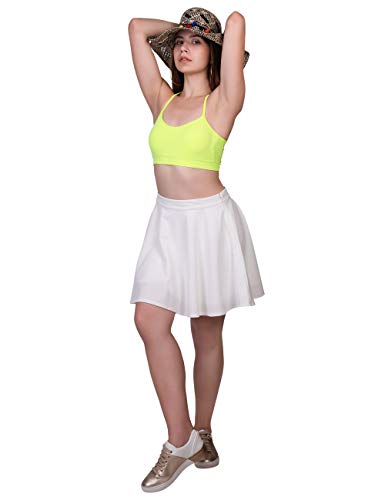 ORZEL Girls White Circular Skirt Short Length Latest Stylish and Trendy Women Western Dresses (White)