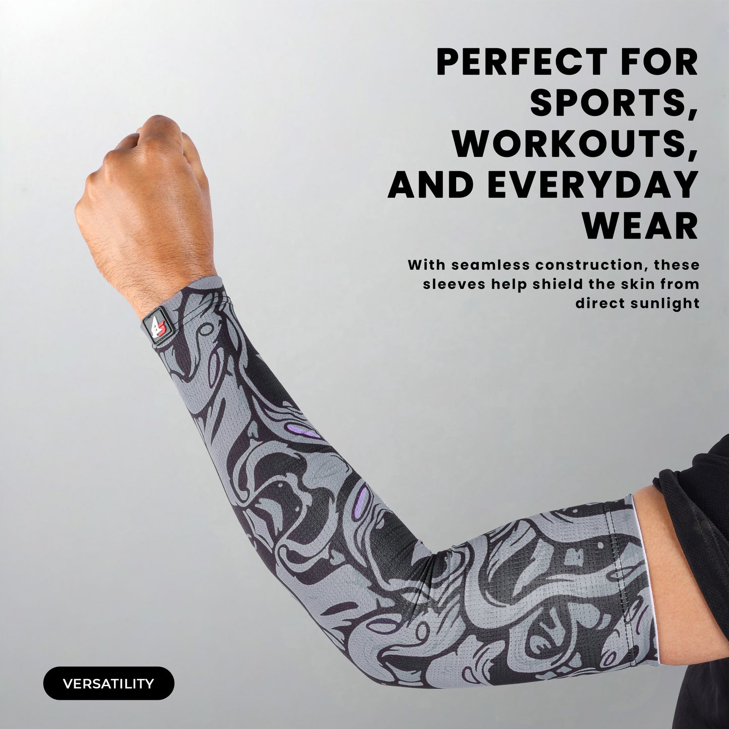 Steelbird Jispa 1.0 Arm Sleeves Grey Unisex for Sports, Running, Cricket, Bike Riding, Cycling, Basketball & Breathable (Sold as a Pair)