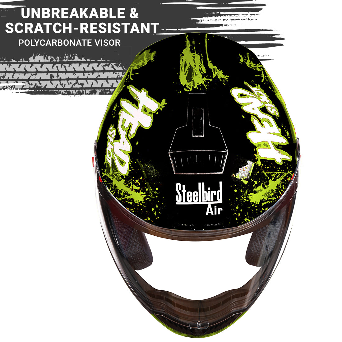 Steelbird SBA-1 Hitman ISI Certified Full Face Graphic Helmet (Matt Black Yellow with Clear Visor)