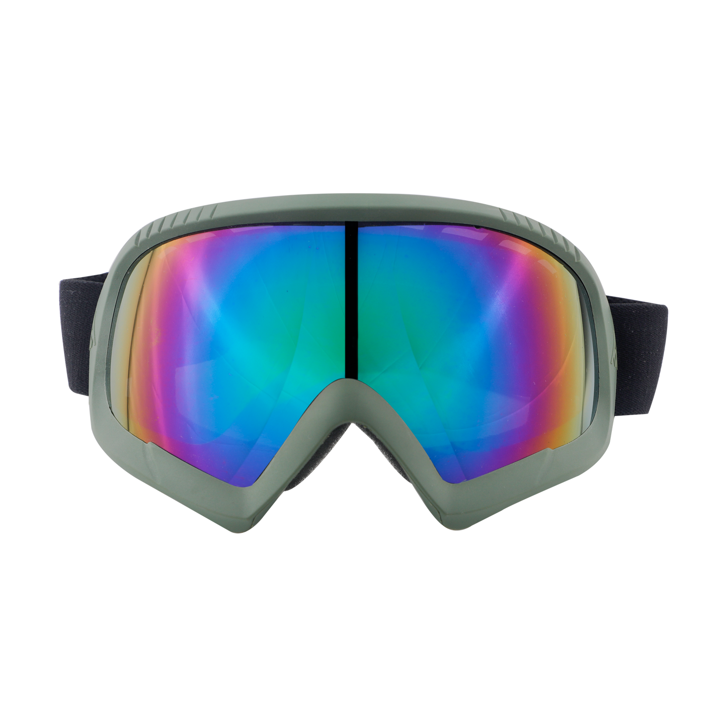 Steelbird 7Wings Motocross ATV/Dirt Bike Goggles, Unisex Eye Protection for Riding (Pack of 1, Olive with Rainbow)