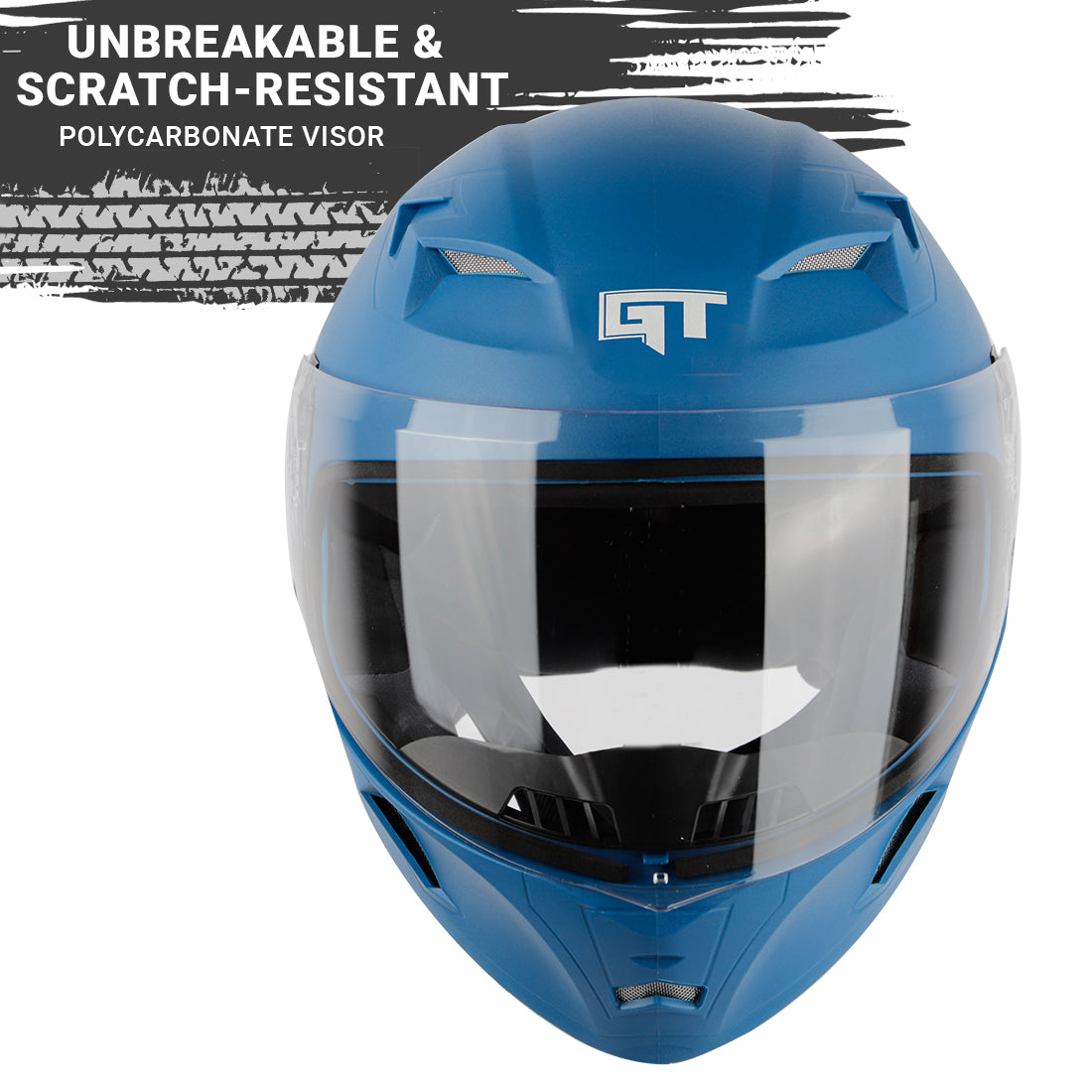 Steelbird SBA-21 GT Full Face Helmet for Men and Women (Dashing Blue with Clear Visor)
