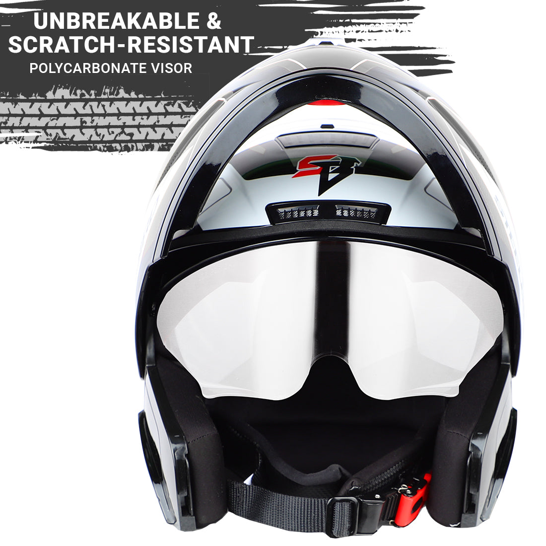 Steelbird SBA-7 Huracan ISI Certified Flip-Up Helmet for Men and Women with Inner Sun Shield (Matt Black Grey)