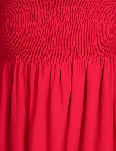 ORZEL Red Smoking Off Shoulder Blouse Dress Latest Stylish Women Western Dresses Above Knee Length (Red)