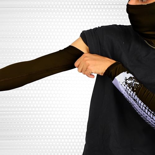 Steelbird Printed Unisex Arm Sleeves for Sports, Running, Cricket, Bike Riding, Cycling, Basketball & Breathable (Sold as a Pair) (Black)