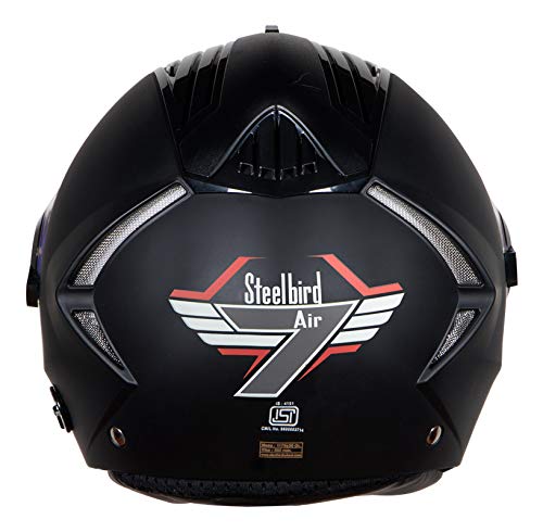 Steelbird SBA-2 7Wings ISI Certified  Full Face Helmet for Men and Women Fitted with Clear Visor (Matt Black with Chrome Gold Visor)