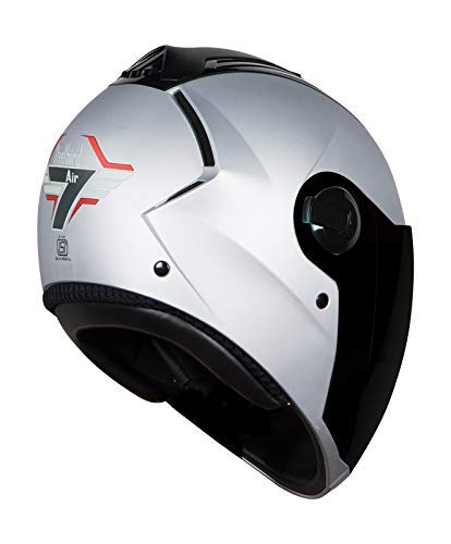 Steelbird SBA-2 7Wings ISI Certified  Full Face Helmet for Men and Women Fitted with Clear Visor (Matt Silver with Chrome Gold Visor)