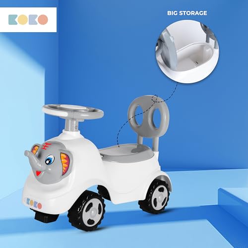 Koko Elephant Balance Car for Toddlers – Lightweight Ride-On Toy with Sturdy Wheels, Safe and Fun Indoor/Outdoor Bike for Kids, Ages 1-3 Year (Grey)