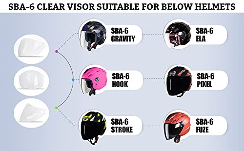 Steelbird SBA-6 Helmet Visor Compatible for All SBA-6 Model Helmets (Clear Visor)
