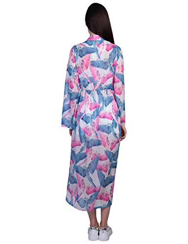 ORZEL Ladies Printed Shrug with String Adjustment Floor Length (Bird Print)