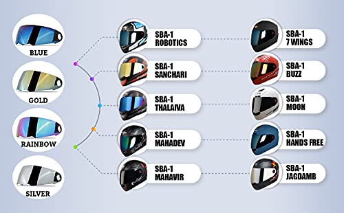 Steelbird SBA-1 Helmet Visor Compatible for All SBA-1 Model Helmets (Chrome Silver Visor)