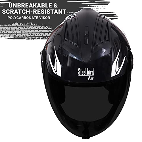 Steelbird SBA-2 Moon ISI Certified Full Face Graphic Helmet for Men and Women Fitted with Clear Visor (Dashing Black with Chrome Gold Visor)