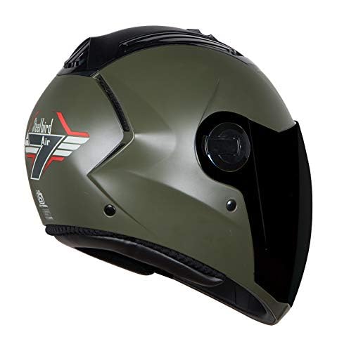 Steelbird SBA-2 7Wings ISI Certified  Full Face Helmet for Men and Women Fitted with Clear Visor (Matt Battle Green with Chrome Gold Visor)