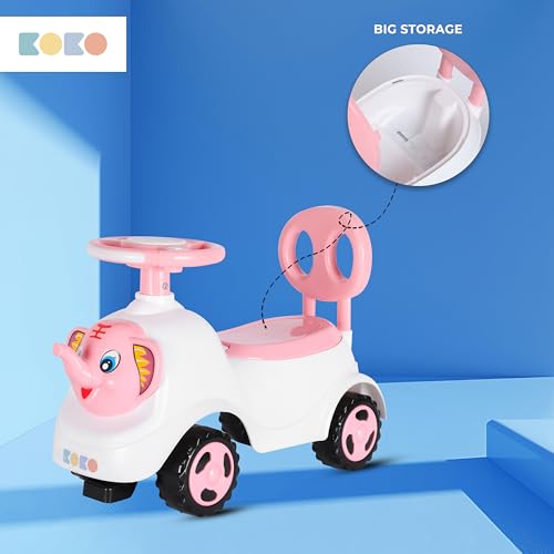 Koko Elephant Balance Car for Toddlers – Lightweight Ride-On Toy with Sturdy Wheels, Safe and Fun Indoor/Outdoor Bike for Kids, Ages 1-3 Year (Pink)