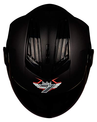 Steelbird SBA-2 7Wings ISI Certified  Full Face Helmet for Men and Women Fitted with Clear Visor (Matt Black with Chrome Gold Visor)