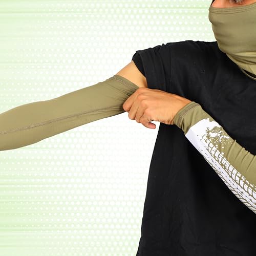 Steelbird Printed Unisex Arm Sleeves for Sports, Running, Cricket, Bike Riding, Cycling, Basketball & Breathable (Sold as a Pair) (Olive Green)