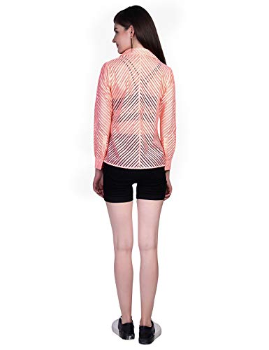 ORZEL Girls/Women’s Diagonally Made Stripe Full Sleeve Shirt (Neon Orange)