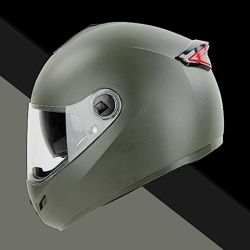 Steelbird SBH-34 Road ISI Certified Full Face Helmet with Inner Smoke Sun Shield (Dashing Battle Green)