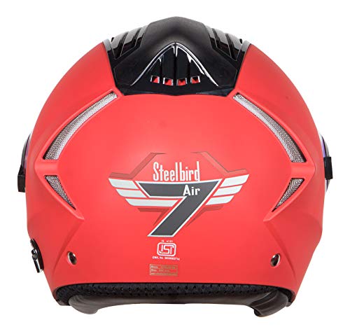 Steelbird SBA-2 7Wings ISI Certified  Full Face Helmet for Men and Women Fitted with Clear Visor (Matt Sports Red with Chrome Gold Visor)