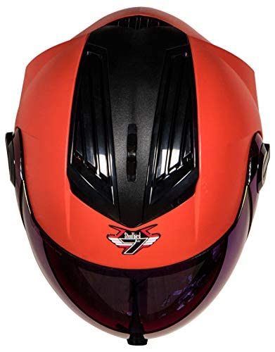 Steelbird SBA-2 7Wings ISI Certified  Full Face Helmet for Men and Women Fitted with Clear Visor (Dashing Red with Chrome Blue Visor)