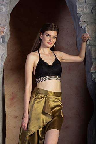 ORZEL Girls/Women’s Satin Asymmetrical Ruffle Skirt Latest Women Western Short Dresses (Olive Green)