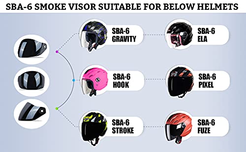 Steelbird SBA-6 Helmet Visor Compatible for All SBA-6 Model Helmets (Smoke Visor)