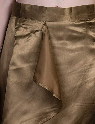 ORZEL Girls/Women’s Satin Asymmetrical Ruffle Skirt Latest Women Western Short Dresses (Olive Green)