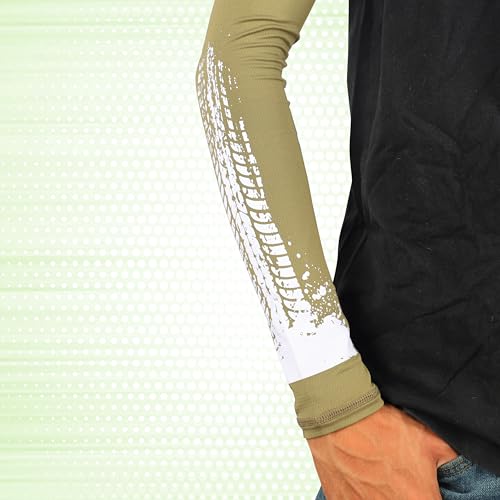 Steelbird Printed Unisex Arm Sleeves for Sports, Running, Cricket, Bike Riding, Cycling, Basketball & Breathable (Sold as a Pair) (Olive Green)