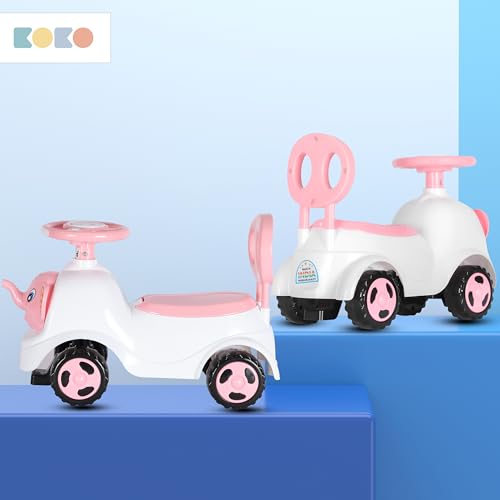 Koko Elephant Balance Car for Toddlers – Lightweight Ride-On Toy with Sturdy Wheels, Safe and Fun Indoor/Outdoor Bike for Kids, Ages 1-3 Year (Pink)