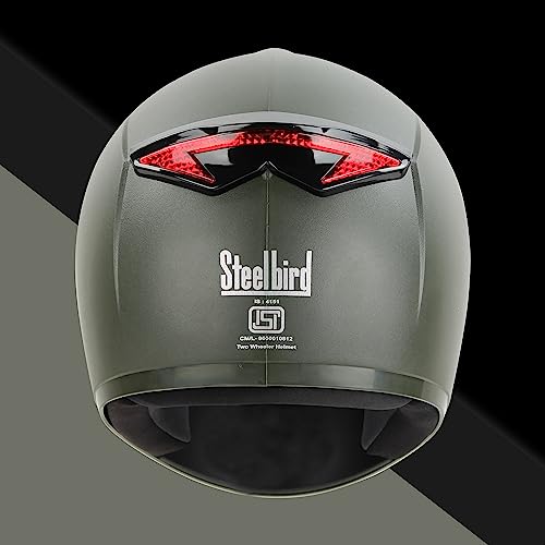 Steelbird SBH-34 Road ISI Certified Full Face Helmet with Inner Smoke Sun Shield (Dashing Battle Green)