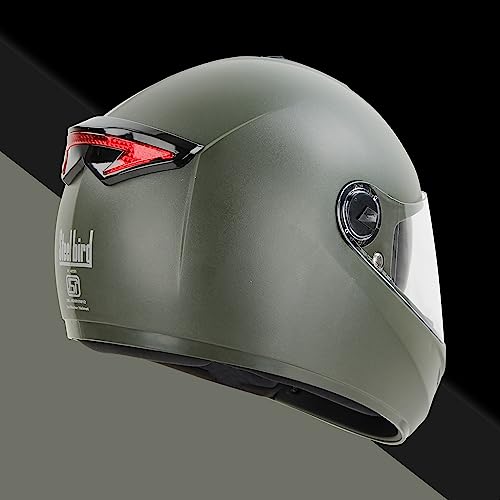 Steelbird SBH-34 Road ISI Certified Full Face Helmet with Inner Smoke Sun Shield (Dashing Battle Green)